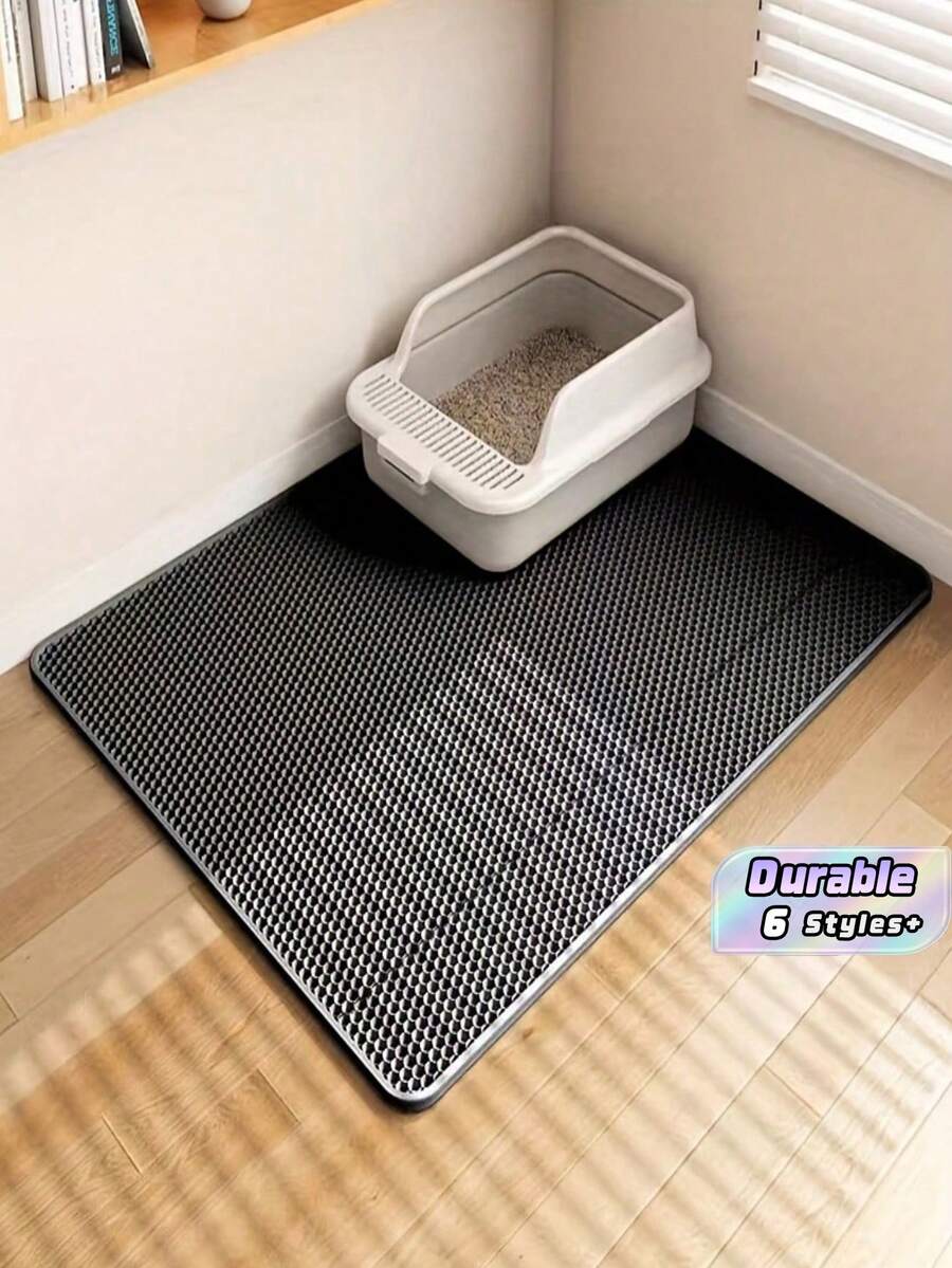 Double Layer EVA Cat Litter Mat, Odor Resistant Non-Slip Easy Clean Kitty Litter Trapping Pad, Durable Comfortable Indoor Cat Waste Control Mat, Modern Pet Accessory - Multicolor - View 1