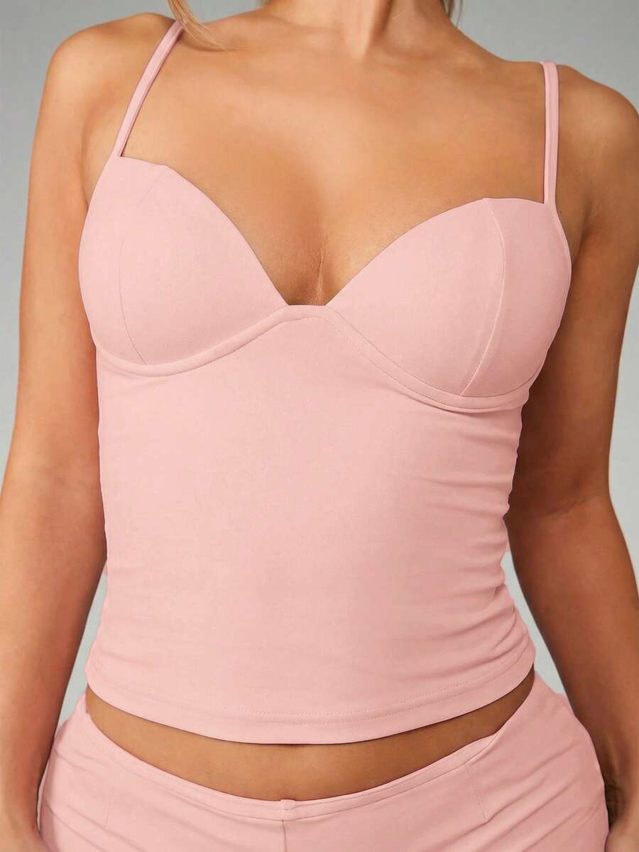 MISSGUIDED 束胸吊带背心,长款廓形,可调节肩带,适合休闲穿搭叠穿 - 粉色 - 查看 1