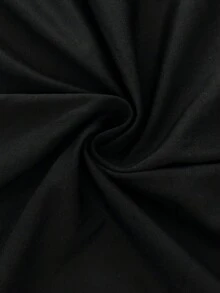 SHEIN 大尺碼女款休閒百搭側開衩七分褲 - 黑色 - 查看 6