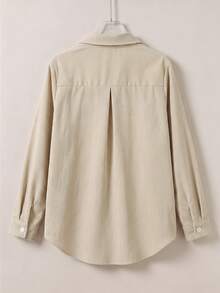 SHEIN 青少年女孩條紋輕量防曬襯衫，春夏季度假旅行穿搭 - 米色 - 查看 2