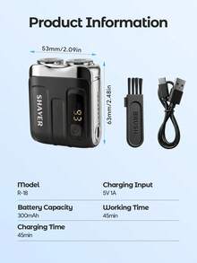 Teckwe 多功能男士專業電動刮鬍刀，無線電動修剪器，USB Type-C 充電，LED 顯示，防水強力男士刮鬍刀，一鍵啟動，7200 RPM 馬達，便攜旅行刮鬍刀，節日禮物 300mAh - 彩色 - 查看 5