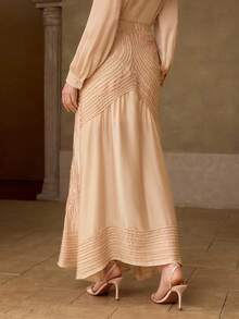 MOTF PREMIUM WOMEN'S TEXTURED SLIM FIT LONG SKIRT, AUTUMN/WINTER - Champagne - View 7