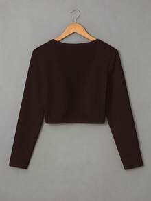 SHEIN EZwear Jaket Ringan Kasual Serbaguna Warna Kopi - Coffee Brown - View 2
