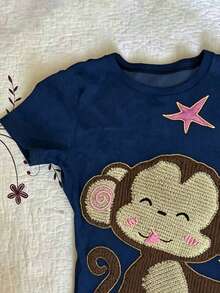 IslaSuriya Women's T-Shirt, Round Neck Short Sleeve Slim Fit T-Shirt, Women's Casual Cute T-Shirt, Suitable For Daily Casual Wear, Women's Short Sleeve Top, Summer Women's Top, Latest Women's Top, Animal Monkey Pattern T-Shirt - Multicolor - View 5