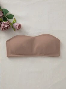 SHEIN Bralette 與無鋼圈內墊胸罩，直帶式 - 摩卡棕 - 查看 7
