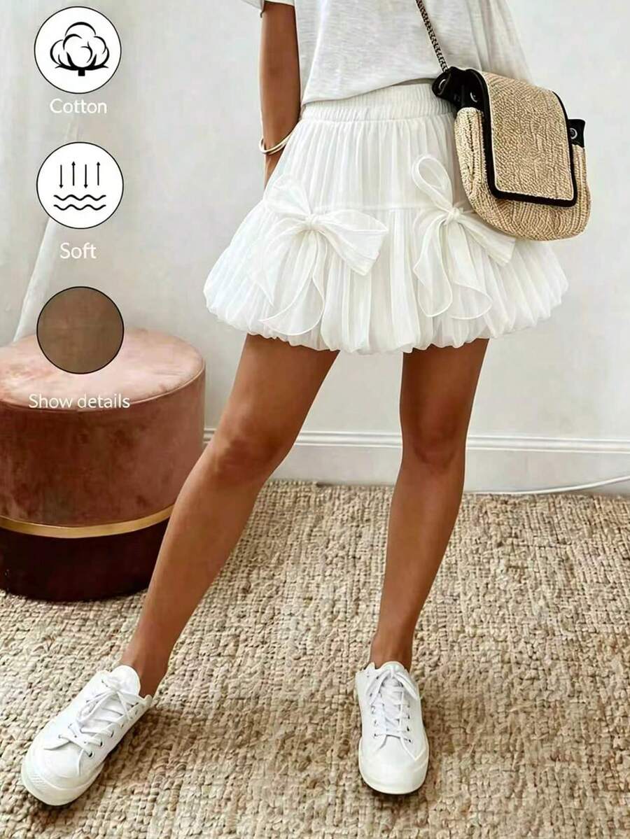 SHEIN Franclia 女款白色修身腰A字裙,優雅夏季度假風,百搭派對穿搭 - 白色 - 查看 1