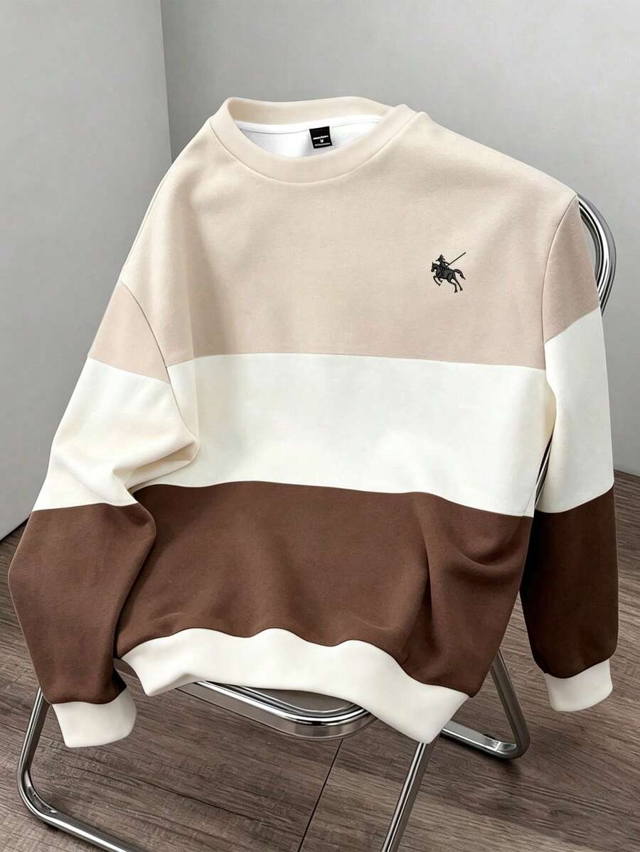 Daypath Men's Colorblock Pullover Sweatshirt, Suitable For Casual Daily Wear, Young Fashion, Minimalist And Stylish - White - View 1