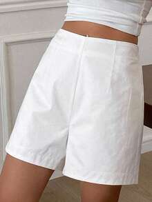 Livesso Petite Women's Summer Casual Versatile Solid Color Shorts - White - View 6