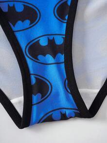BATMAN X SHEIN 2件組女款內衣套裝 吊帶背心與三角內褲 - 藍色 - 查看 7