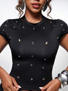 Normani Summer/Autumn Festival Party  Prom Graduation Prom Casual Vacation Country Y2k Women's Black Versatile Hip Hop Sexy Casual Daily Concert Club T-Shirt - Black - View 7