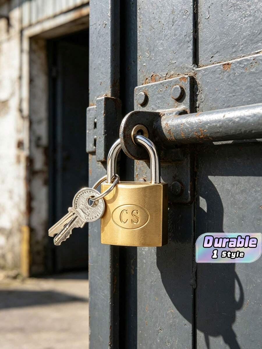 10pcs Mini Padlock, 25mm Wide Anti-Theft Lock, Suitable For Cabinets, Milk Cartons, Luggage, Dorm Lockers, Drawers - Each Lock Comes With 2 Keys - Gold - View 1