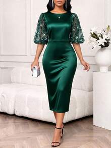 SHEIN Lady Elegant Women's Skirts For Commuting In All Seasons - Green - View 3
