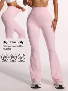 Velisys Velisys Solid Color High Waist Flare Leg Sweatpants - Multicolor - View 5