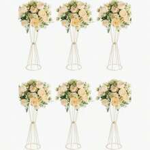 2/4/6/10pcs Gold Vases, Elegant Gold Flower Stands, Wedding Table Centerpieces, Anniversary Party, Birthday Celebration, Family Gathering, Christmas And Halloween Decor, Wedding Aisle Flower Stands Artificial Flower Stand Products - Flower Stand - View 14