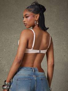 Denimoi 人造皮革胸罩上衣 性感上衣 閨蜜之夜夜店裝 外出上衣 約會之夜演唱會穿搭 - 淺粉色 - 查看 2