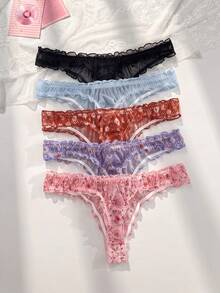 PetitDoll 5pcs Plus Size Women Sexy Panties Set - Multicolor - View 2