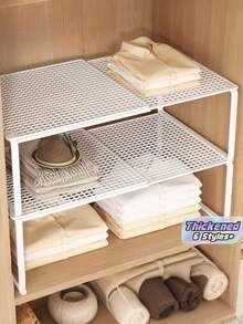 Expandable Wardrobe Organizer Rack - Space-Saving Vertical Storage Rack With Adjustable Height, Suitable For Clothes, Shoes, And Cabinets - Easy To Install, For Wardrobe Organization, Home Organization, Simple Design, Sturdy Structure, Home Storage - Multicolor - View 1