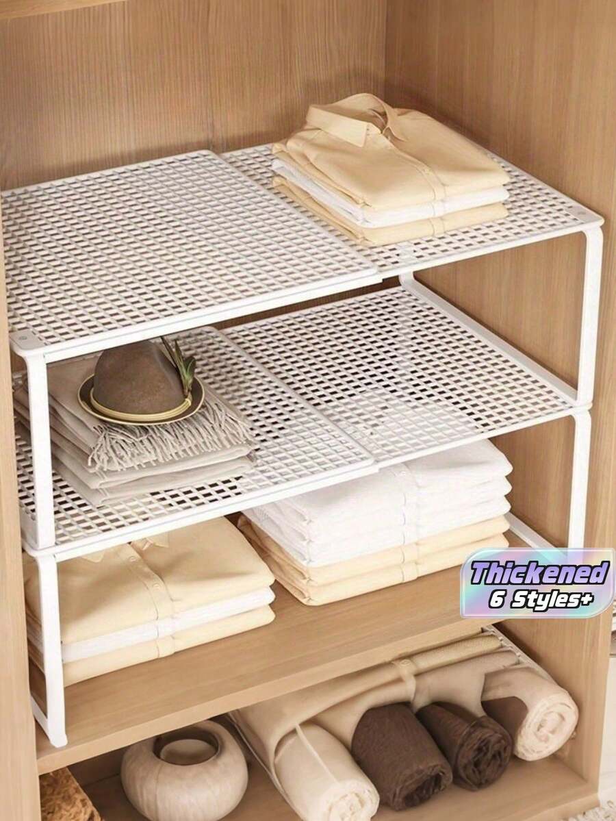 Expandable Wardrobe Organizer Rack - Space-Saving Vertical Storage Rack With Adjustable Height, Suitable For Clothes, Shoes, And Cabinets - Easy To Install, For Wardrobe Organization, Home Organization, Simple Design, Sturdy Structure, Home Storage - Multicolor - View 1