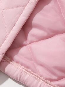 Hapijoa Young Girl Solid Color Zipper Casual Versatile Winter Padded Coat - Baby Pink - View 8