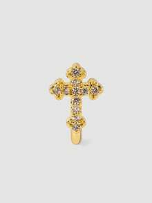 MortiRose 1pc Unique U-Shaped Cross Design Cubic Zirconia Nose Ring, Fake Nose Piercing For Women - Nose Cuff - View 3