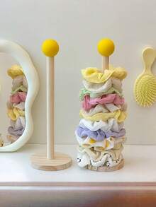 1/2pcs Simple Wooden Yellow Ball Hair Tie Storage Rack Desktop Vertical Hair Tie Storage Rack Solid Wood Strip Bracelet Organizer - Multicolor - View 7