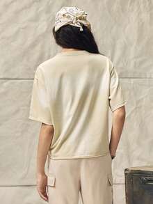 Norleigh 男士渐变色圆领休闲宽松短袖T恤 - 卡其色 - 查看 3