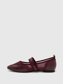 CUCCOO BIZCHIC 簡約大方 時尚百搭 休閒通勤女款平底鞋 - 酒紅色. - 查看 8