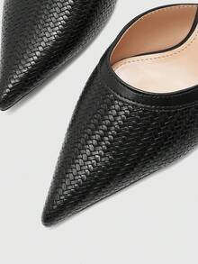 CUCCOO BIZCHIC Women's Spring And Summer New High-Heeled Pointed-Toed Stiletto Woven Sandals, Fashion Mules Shoes - Black - View 8
