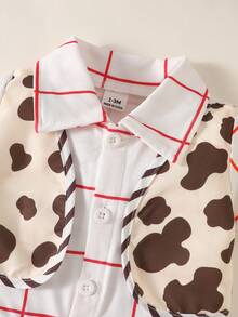 SHEIN Playful Pals Kostum Koboi Bayi Laki-Laki 3 Potong Set Terdiri dari Bodysuit dan Topi - Aprikot - View 6