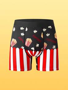 Notgurli Men's Boxer Briefs Funny Popcorn Print Long Underwear - Multicolor - View 1