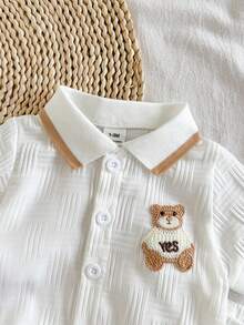 SHEIN Vintaside Kids Newborn Baby Boy Gentleman Style Short Sleeve Outfit, Simple Artistic Casual Summer Wear For Newborns - White - View 7