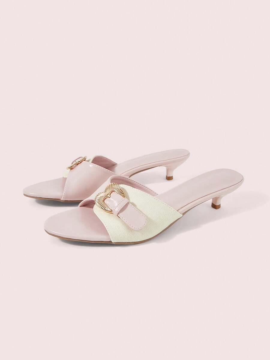 CUCCOO DOLLMOD Women's Shoes, Pink Spliced Love Buckle Kitten And Sandals, Women's Sweet Slippers - Pink - View 1