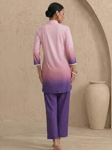 Swim Shayni 26SS Spring/Summer Vacation Exquisite Elegant Modest Conservative Pink Torquoise Elegant Swimsuit Burkini 2 Pieces Set Beach - Multicolor - View 2