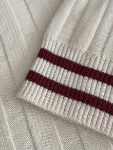 Pariaura Women's Ribbed Striped Long Sleeve Sweater And Knit Pants Set, Soft Style - White - View 8