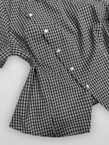 Sunspun Plus Size Spring/Summer Asymmetrical Collar Short Sleeve Plaid Shirt - Multicolor - View 6