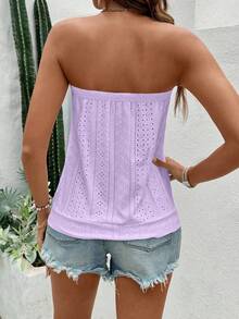 Breezaya 女款刺繡休閒抹胸上衣，適合度假 - 紫色 - 查看 2