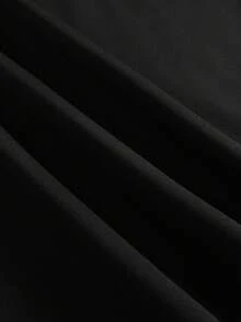 ROMWE MEN 男士字母天使印花短袖單排扣寬鬆版型 Polo 衫 - 黑色 - 查看 7