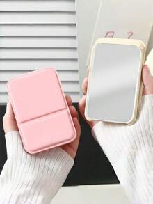 Foldable Makeup Mirror, Portable Handheld Makeup Mirror, Minimalist Makeup Mirror, Suitable For Dormitories And Desktops, Foldable Design For Makeup Application, Affordable Price, Room Decor, Dressing Tables, Travel Use - Multicolor - View 14