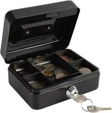 Black Metal Cash Box With Anti-Theft Combination Lock, Detachable Tray For Storing Cash, Coins And Valuable Items, Lightweight And Compact, Sturdy Metal Material, Strong Durability, Suitable For Stores, Offices And Homes, Used For Storing Cash - Black - View 4