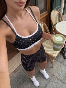 Eassivo Eassivo Women's Polka Dot Casual Versatile Daily Travel Sports Shorts - Multicolor - View 7