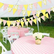 1/3pcs Lemon Triangle Flag Banner Decoration, Pink And Yellow Lemon Triangle Flag Garland, Suitable For Lemonade Wedding, Engagement Party, Bridal Shower, Baby Shower, Birthday Party Decoration - Multicolor - View 5