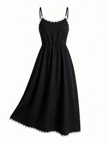 SHEIN Clasi 大尺碼女款2件套：短袖開襟衫與細肩帶洋裝，春夏套裝，夏季服飾，夏季度假穿搭，春季女裝，春季服飾，春季女款，婚禮，婚禮，活動，婚禮，海灘，女款海灘穿搭，女款海灘套裝，嘉年華，嘉年華服裝，嘉年華女款，嘉年華穿搭，2026嘉年華女款造型，嘉年華女款服裝，女款嘉年華服裝，嘉年華度假女款穿搭，女款度假穿搭，夏季度假穿搭，度假，假期，夏季度假穿搭，女款休閒度假套裝，奢華女款兩件套，優雅女款套裝 - 黑色 - 查看 6