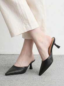 CUCCOO BIZCHIC Women's Spring And Summer New High-Heeled Pointed-Toed Stiletto Woven Sandals, Fashion Mules Shoes - Black - View 3