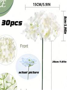 10/15/25/30Pcs White Artificial Hydrangea Flowers With Stems, Ideal For Wedding Bouquets, Tabletop Centerpieces, Home Indoor & Outdoor Ornaments, Birthday Gift, Party Layout, Wedding Supplies & Romantic Floral Decor - Multicolor - View 10