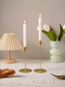 Minimalist Nordic Style Metal Candlestick, Light Luxury Home Tabletop Ornament, Ideal Decorative Prop For Romantic Dinner & Wedding Arrangement Gift. - multicolor - View 8