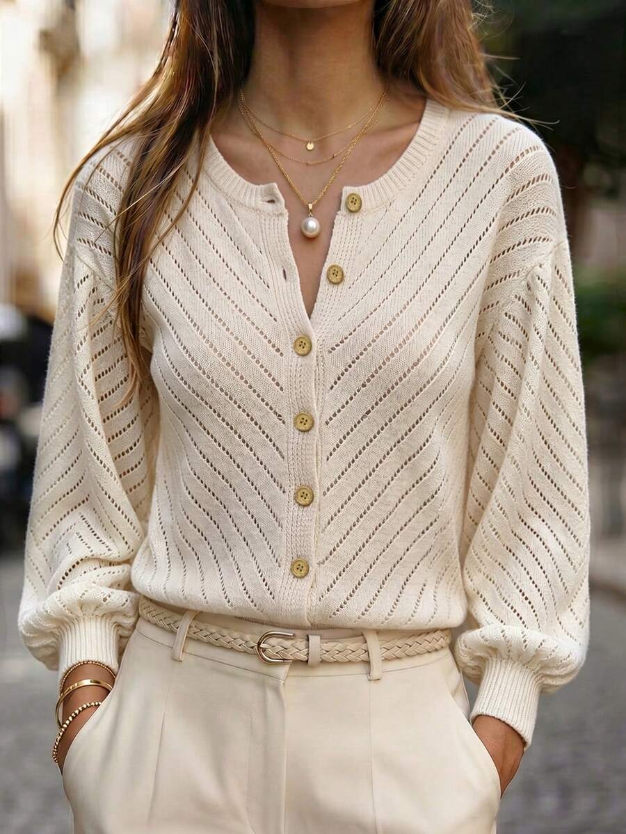 Balvessa Women's Solid Color Single-Breasted Casual Versatile Daily Wear Cardigan - Yellow - View 1
