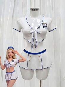 Fantasy Costume Fantasy Costume 2pcs Sexy Deep V Bow Tie Costume Set For Women - White - View 7