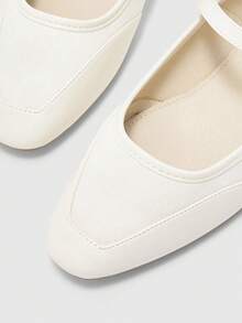 CUCCOO BIZCHIC Elegant And Simple Square Toe Flats, Casual Minimalist And Comfortable Lace-Up Flats For Women, Suitable For Office, Commuting And Formal Occasions (Suitable For Christmas And Spring Shoes) - Milk apricot, - View 7