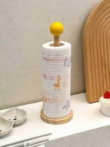 1/2pcs Simple Wooden Yellow Ball Hair Tie Storage Rack Desktop Vertical Hair Tie Storage Rack Solid Wood Strip Bracelet Organizer - Multicolor - View 6