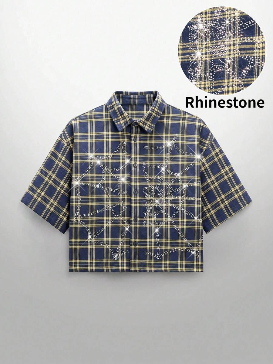 NEON BLANC Camicia a maniche corte da uomo con motivo ragnatela di Ognissanti - Giallo - Visualizzare 1